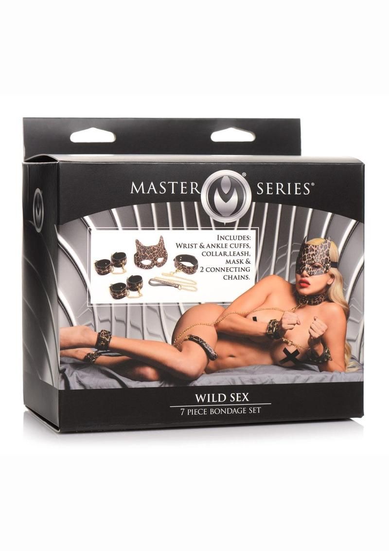 MASTER SERIES WILD SEX 7 PIECE LEOPARD PRINT BONDAGE SET