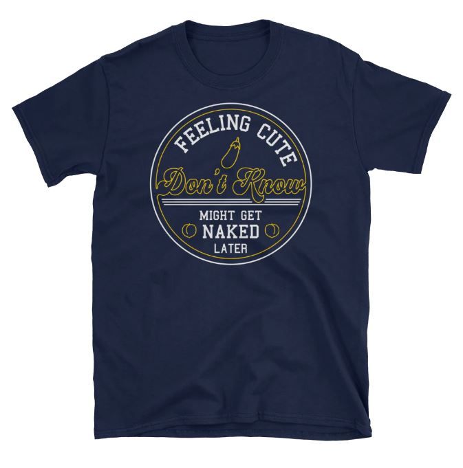 SWISH EMBASSY 'FEELING CUTE IDK" T-SHIRT NAVY, Size: S