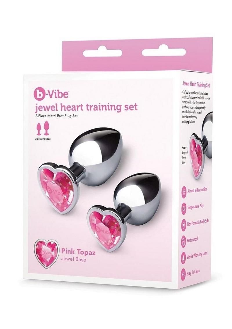 B-VIBE JEWEL METAL ANAL PLUG TRAINING KIT 2pc PINK & SILVER