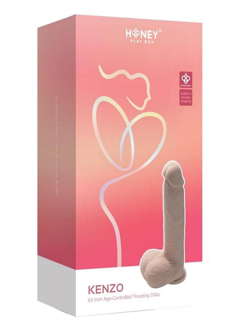 KENZO APP CONTROLLED BIG REALISTIC THRUSTING SILICONE DILDO 9.5" CARAMEL