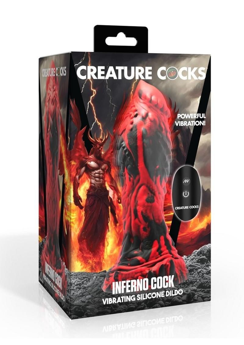 Creature Cocks Inferno Cock Vibrating Silicone Dildo Red & Black