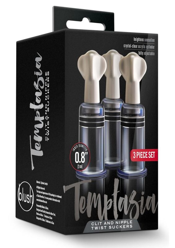 TEMPTASIA CLIT & NIPPLE TWIST SUCKERS SET OF 3 CLEAR