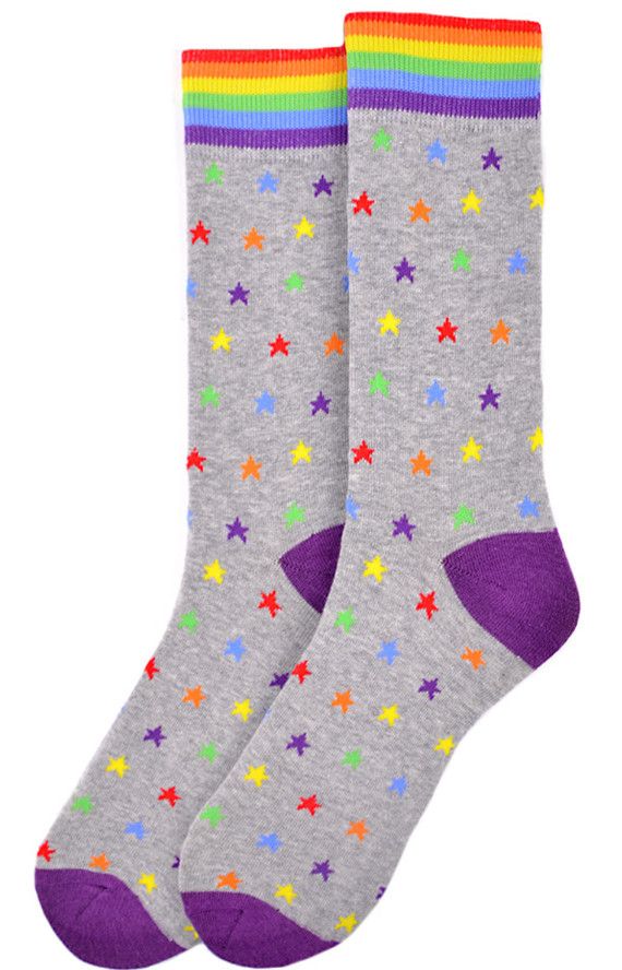 RAINBOW STARS CREW SOCKS GRAY