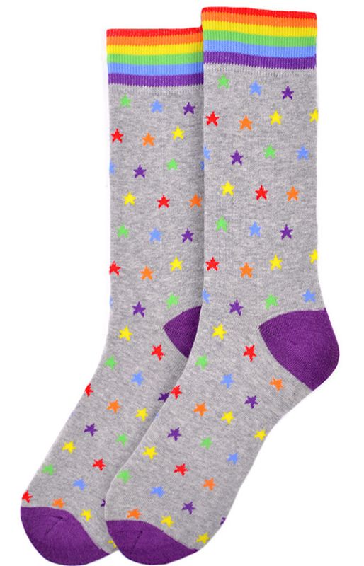 RAINBOW STARS CREW SOCKS GRAY