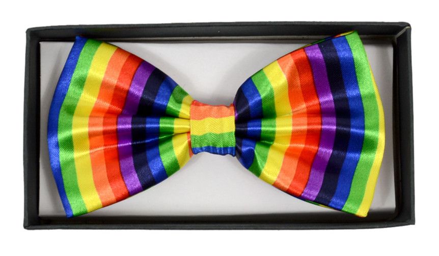 RAINBOW VERTICAL STRIPE CLIP-ON BOWTIE