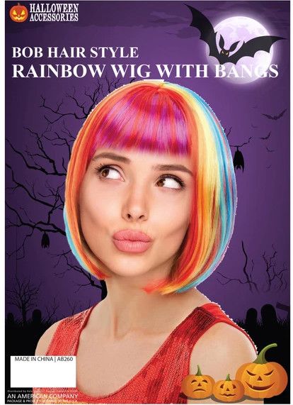 RAINBOW BOB WIG WITH BANGS