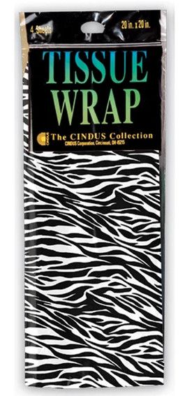 ZEBRA PRINT TISSUE PAPER 20" X 20" (4 SHEETS)