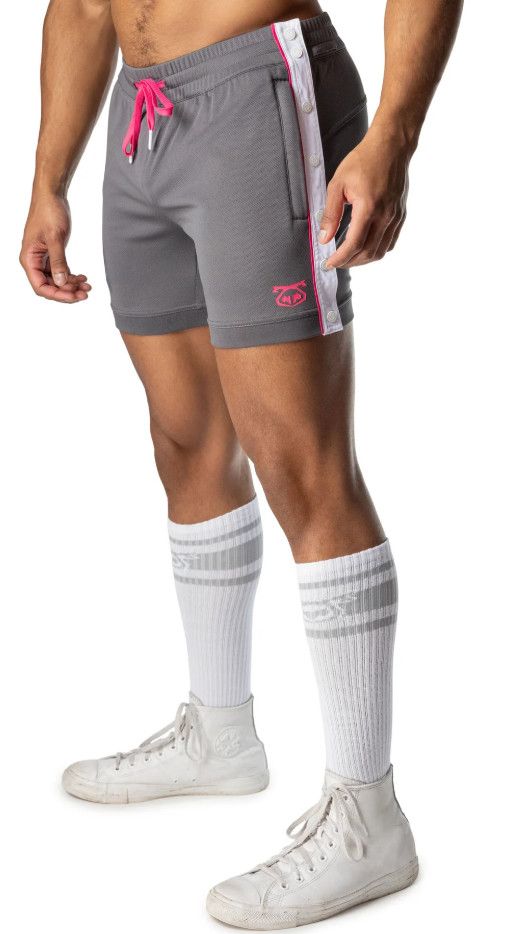 NASTY PIG NITRO RUGBY SHORT MAGNET GREY & MIAMI PINK, Size: SMALL