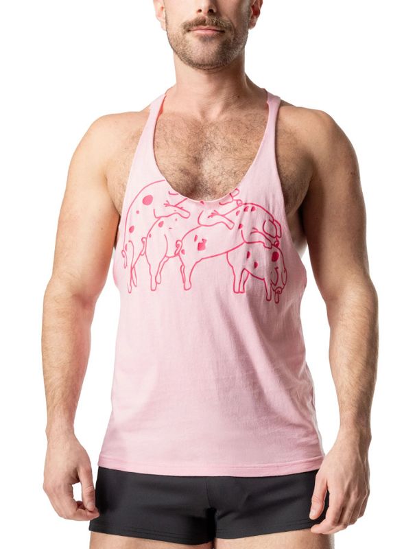 NASTY PIG HUMPING PIGS SKANK TANK TOP PINK