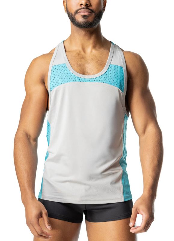 NASTY PIG AGILITY RACERBACK TANK TOP MIRAGE GREY & TEAL
