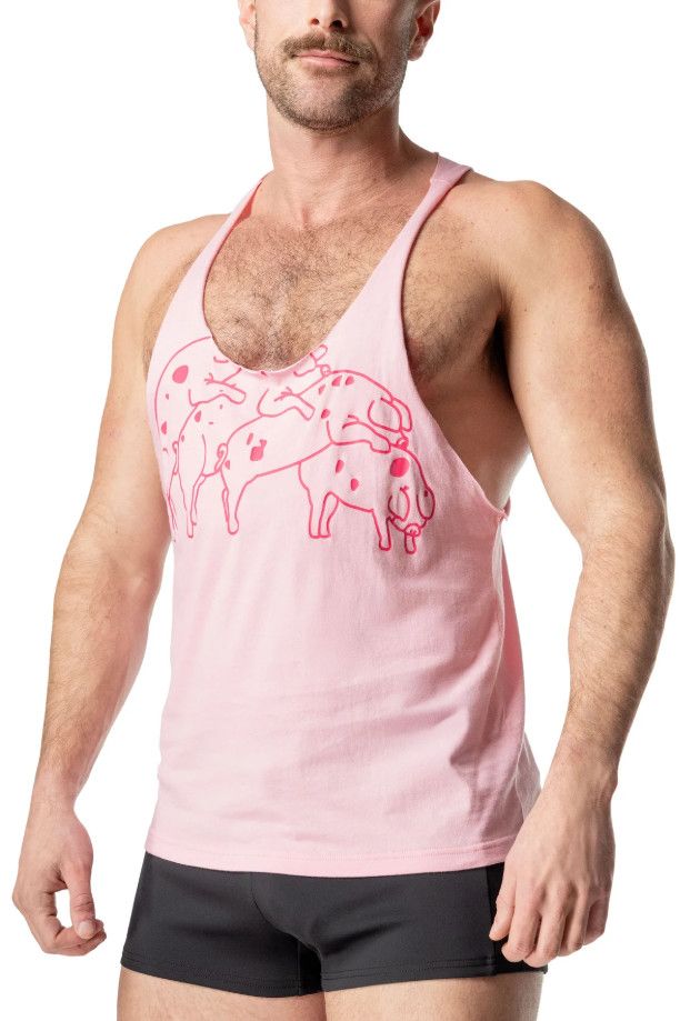 NASTY PIG HUMPING PIGS SKANK TANK TOP PINK, Size: SMALL