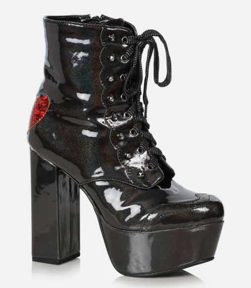 520-BELLINI 5" CHUNKY HEEL ANKLE BOOT WITH HEART BLACK