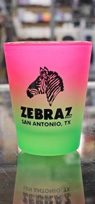 FROSTED NEON TWO TONE ZEBRAZ SHOT GLASS (ASSORTED COLORS)