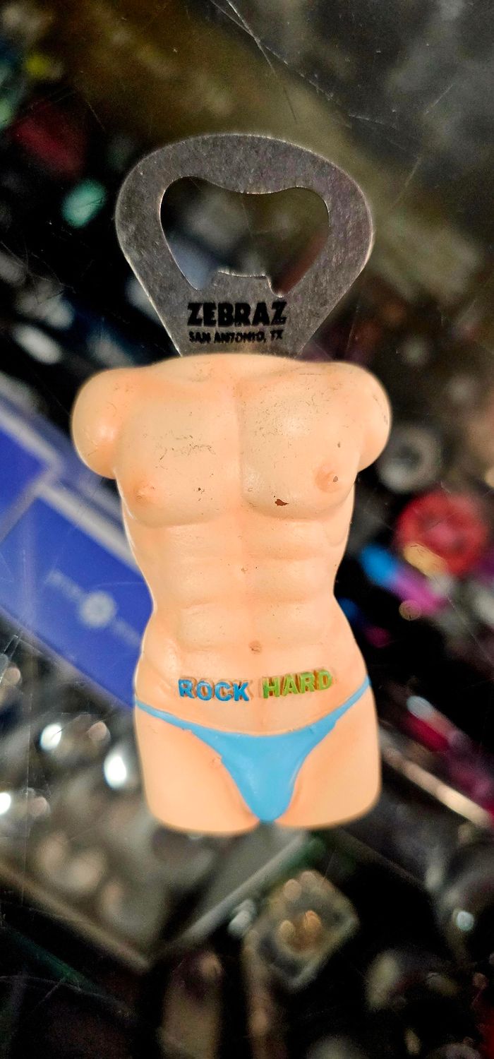 MALE TORSO IN SPEEDO BOTTLE OPENER W/ ZEBRAZ LOGO
