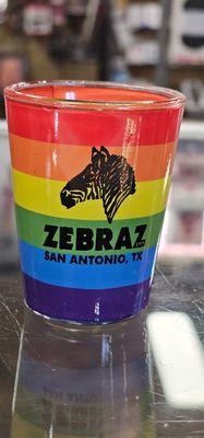 RAINBOW STRIPE SHOT GLASS WITH ZEBRAZ LOGO RAINBOW STRIPE SHOT GLASS WITH ZEBRAZ LOGO