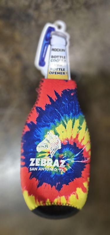 RAINBOW TYE-DYE BOTTLE KOOZIE W/ ZEBRAZ LOGO