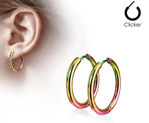RAINBOW ANODIZED HOOP EARRINGS (3/8" DIAMETER)