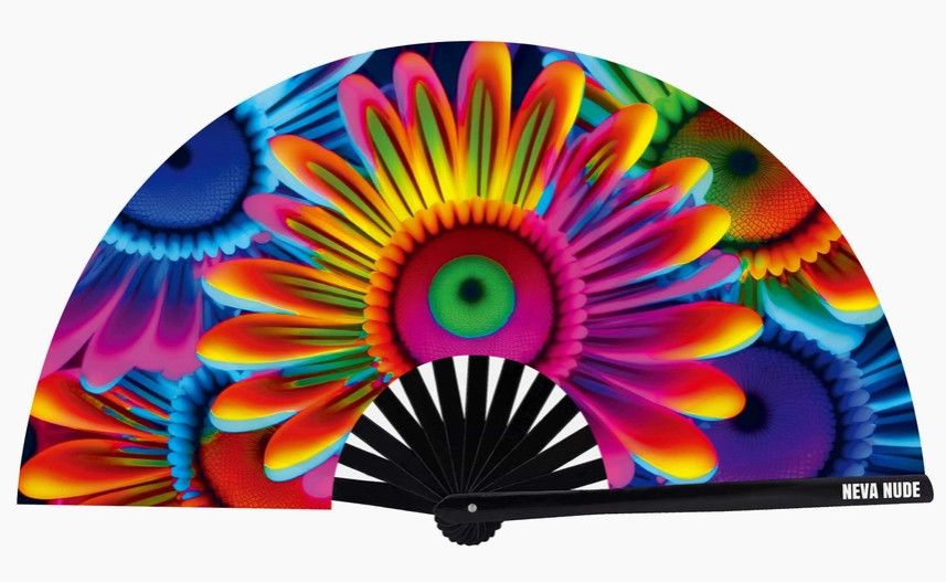 NEON CARNIVAL DAISY BLACKLIGHT CLAP FAN