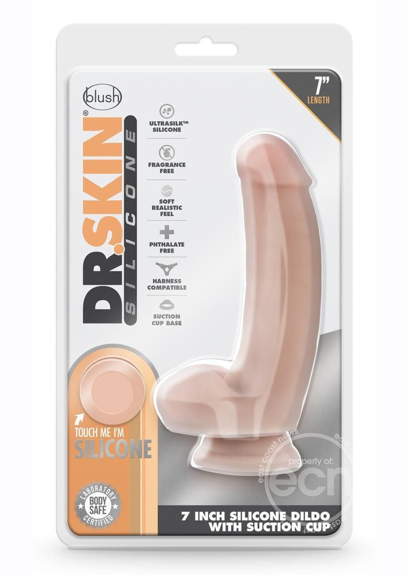 DR SKIN PLATINUM COLLECTION SILICONE DR SAMUEL 7" DILDO WITH BALLS, Color: VANILLA