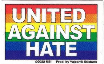 UNITED AGAINST HATE STICKER
