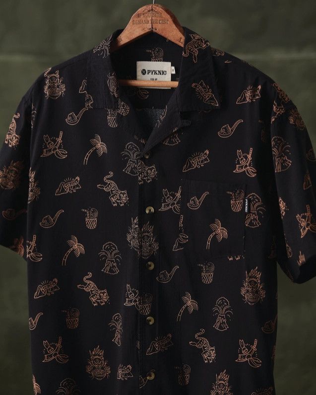 PYKNIC SPICY NOODS CASUAL BUTTON DOWN SHIRT, Size: SMALL