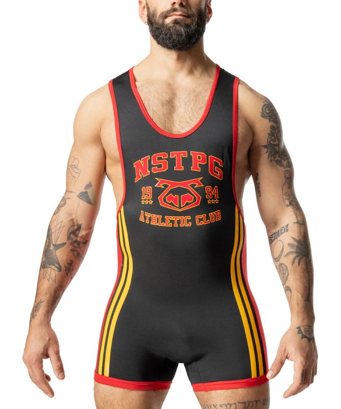 NASTY PIG CONTENDER SINGLET RED, BLACK & GOLD
