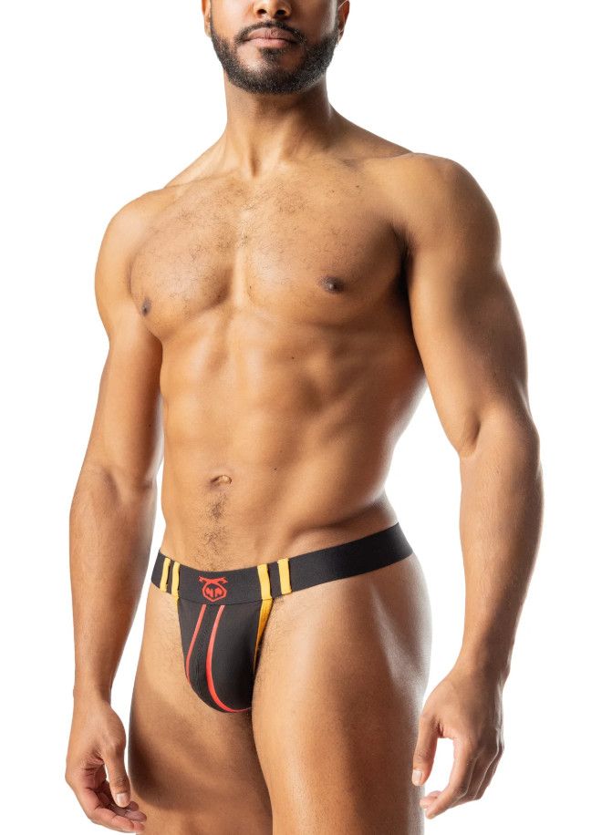 NASTY PIG CONTENDER THONG BLACK, RED & GOLD, Size: SMALL