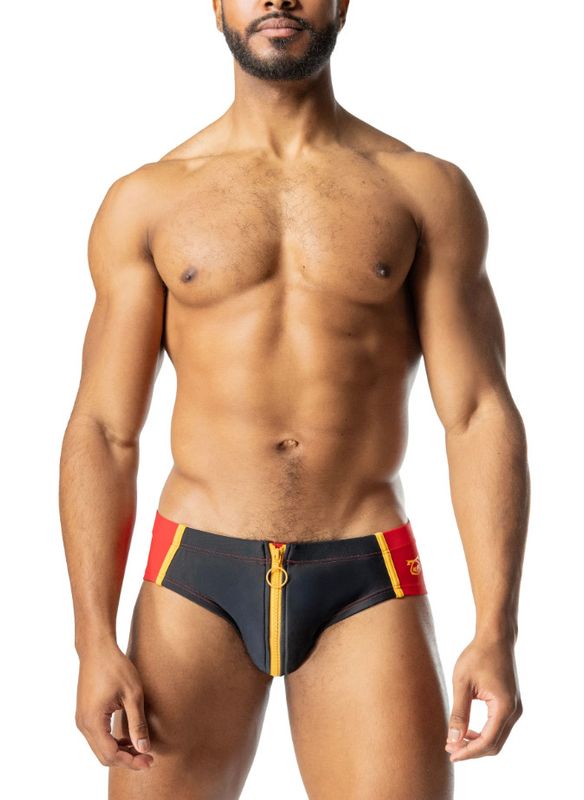 NASTY PIG SQUARE TKO BIKINI RED, BLACK & GOLD