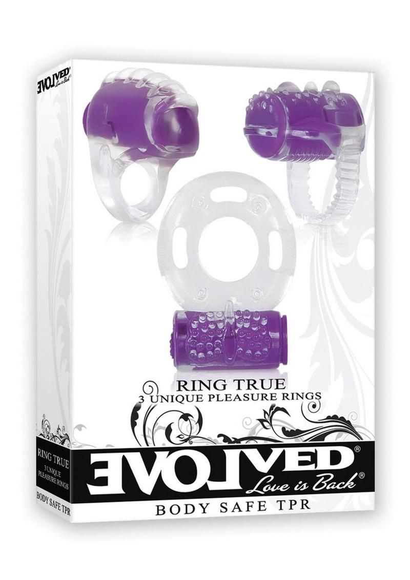 EVOLVED RING TRUE COCK RING SET CLEAR & PURPLE