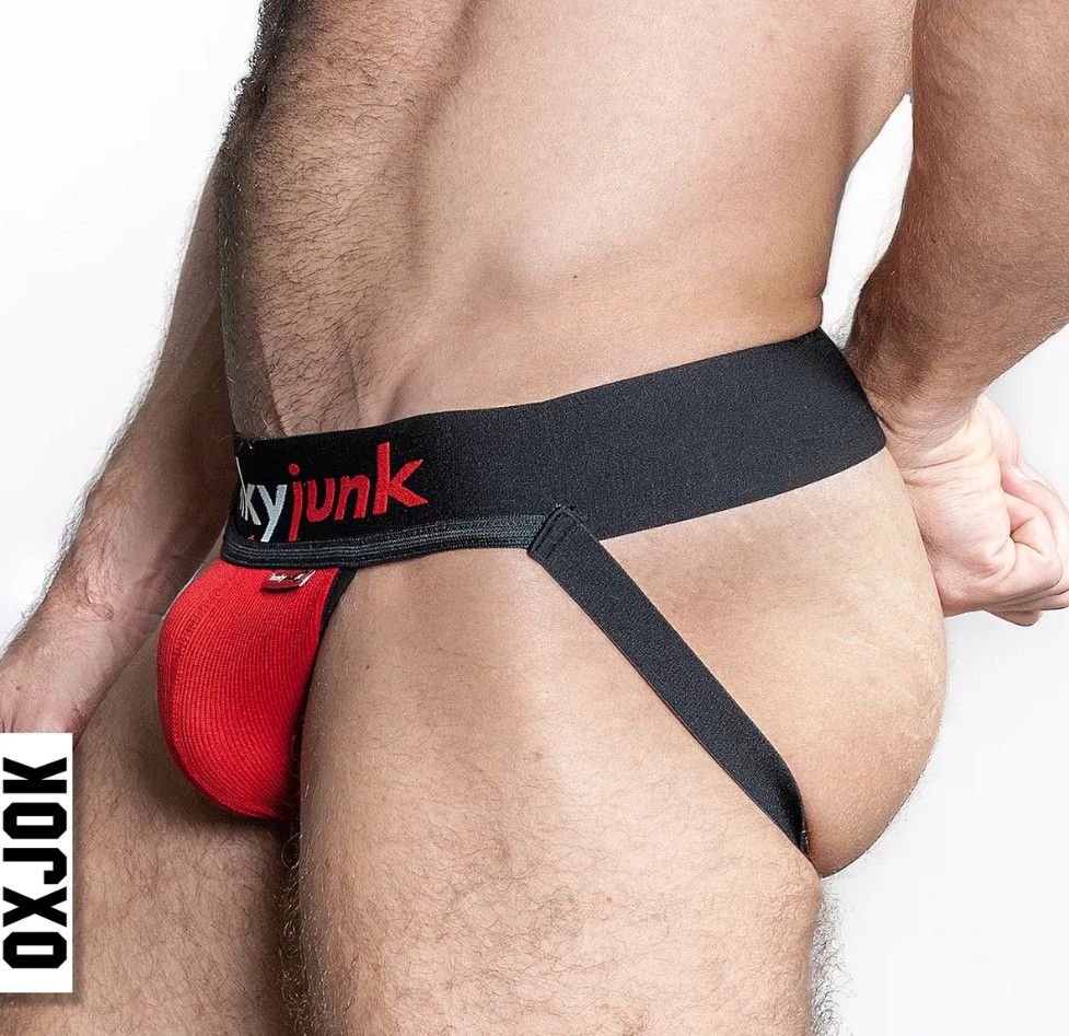 OXJOK HUNKER COMFY POUCH SLIDER-STRAP JOCK RED HOT, Size: SMALL