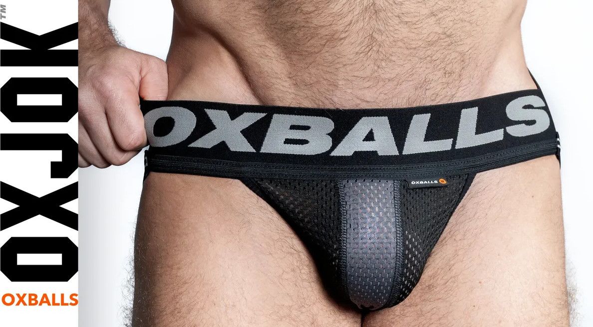 OXJOK AIRMESH SWAGGER JOCK TAR BLACK, Size: SMALL