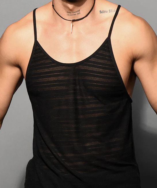 ANDREW CHRISTIAN UNLEASHED RING BURNOUT TANK BLACK