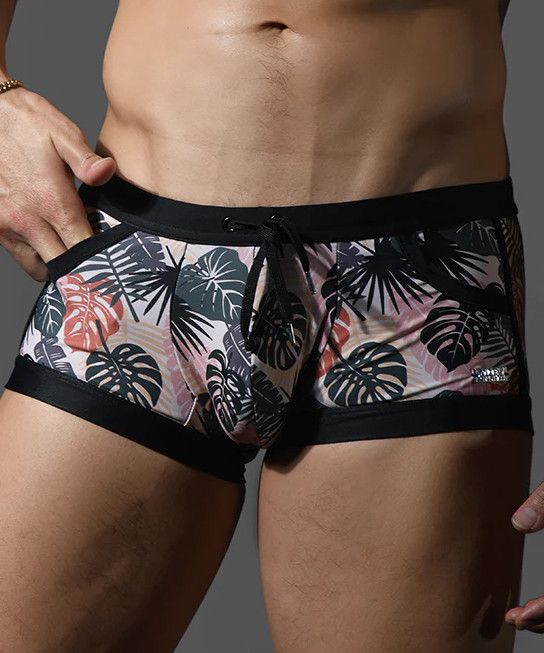 ANDREW CHRISTIAN TROPIC CAMO POCKET SWIM TRUNK WITH ALMOST NAKED