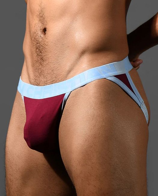 ANDREW CHRISTIAN BULGE C-RING JOCK BURGUNDY, Size: SMALL
