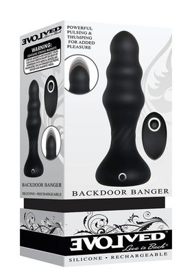 EVOLVED BACKDOOR BANGER SILICONE RECHARGEABLE ANAL VIBRATOR WITH REMOTE