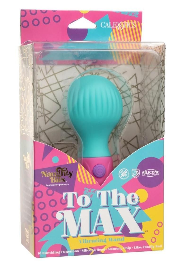 NAUGHTY BITS TO THE MAX RECHARGEABLE VIBRATING WAND BLUE & PINK