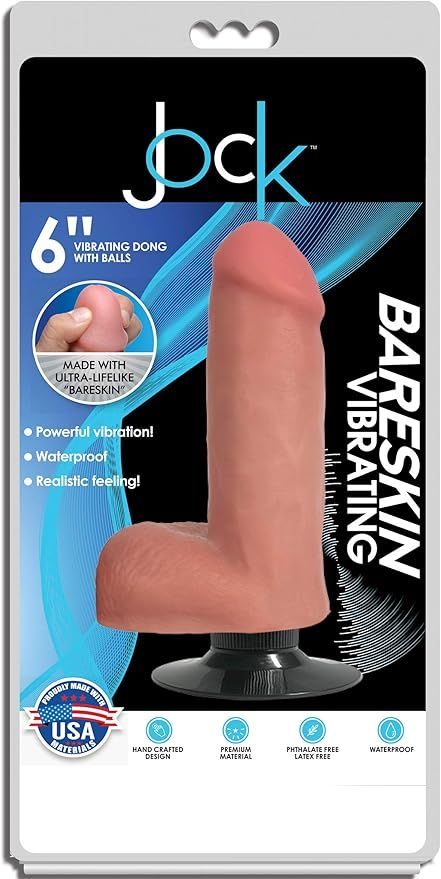 JOCK BARESKIN REALISTIC VIBRATING DONG WITH BALLS  6" VANILLA (DISC.)