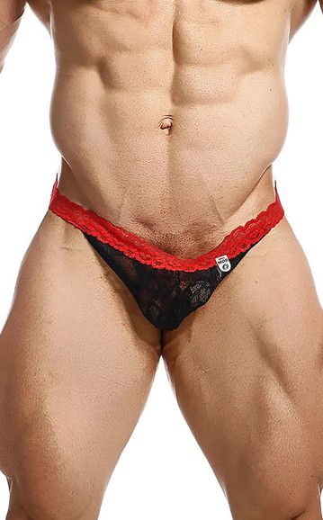 MOB MEN'S LACE JOCKSTRAP BLACK & RED