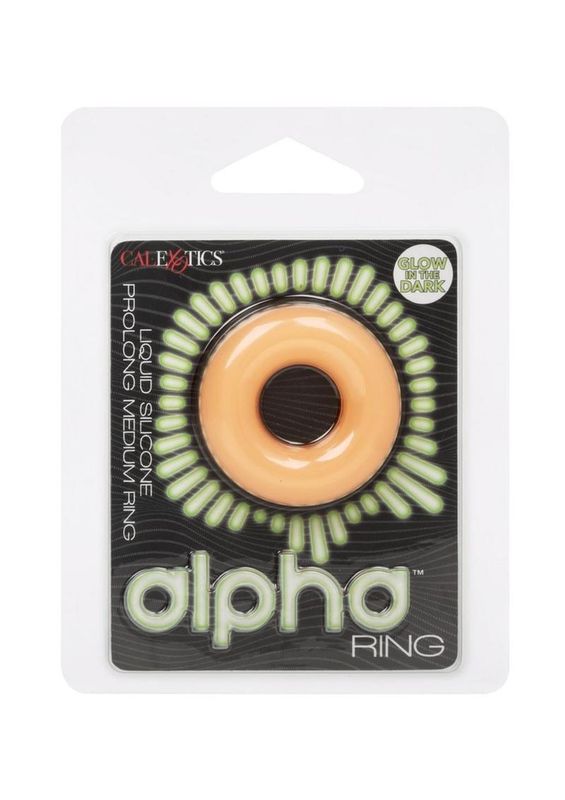 ALPHA GLOW IN THE DARK LIQUID SILICONE PROLONG RING MEDIUM ORANGE