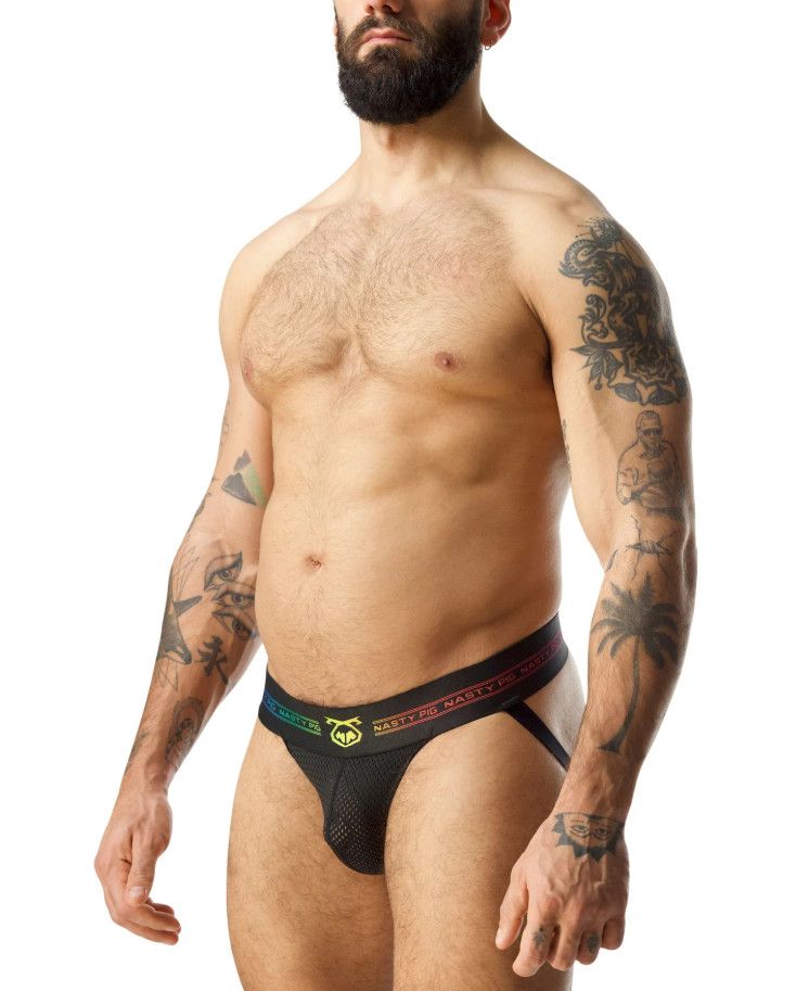 NASTY PIG PRISM PRIDE JOCK STRAP BLACK, Size: SMALL