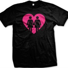LESBIANS IN LOVE HEART T-SHIRT