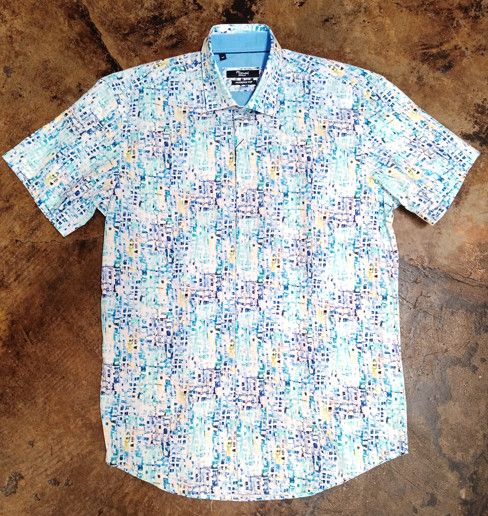 MIZUMI MODERN FIT SHORT SLEEVE SHIRT AQUA MIZUMI MODERN FIT SHORT SLEEVE SHIRT AQUA