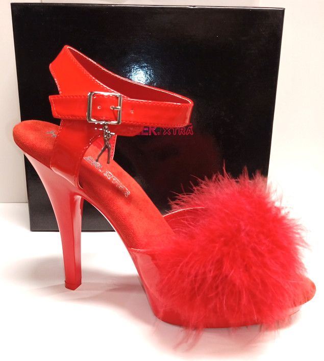 HUSTLER XTRA DEMI FUR SHOES RED  : SALE 50% OFF