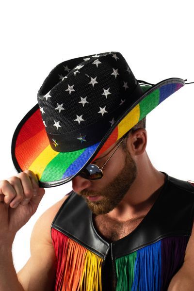 DIFFERIO AMERICAN FLAG RAINBOW COWBOY HAT