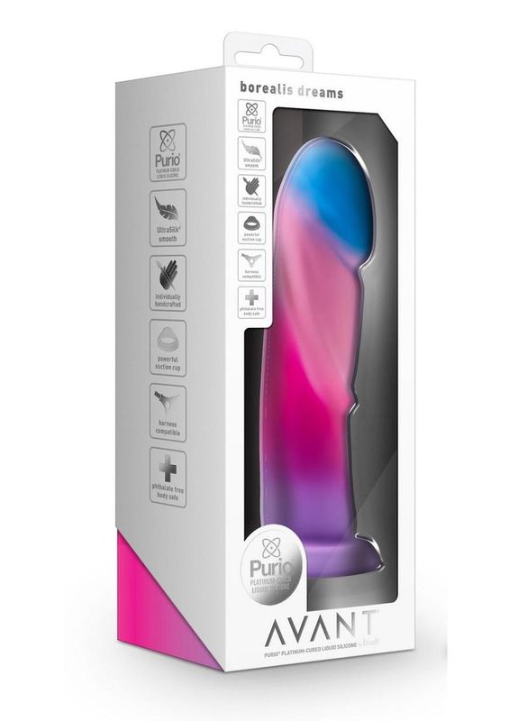 AVANT BOREALIS DREAMS 7.25" SILICONE DILDO MULTICOLOR COTTON CANDY