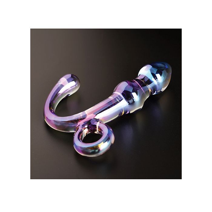 CRISTAL ORCHID PULSE GLASS DILDO WITH REMOVEABLE BULLET VIBE