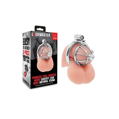 LOCKMASTER STAINLESS STEEL INVERTED MICRO CHASTITY CAGE WITH URETHRAL STRAW LOCKMASTER STAINLESS STEEL INVERTED MICRO CHASTITY CAGE WITH URETHRAL STRAW