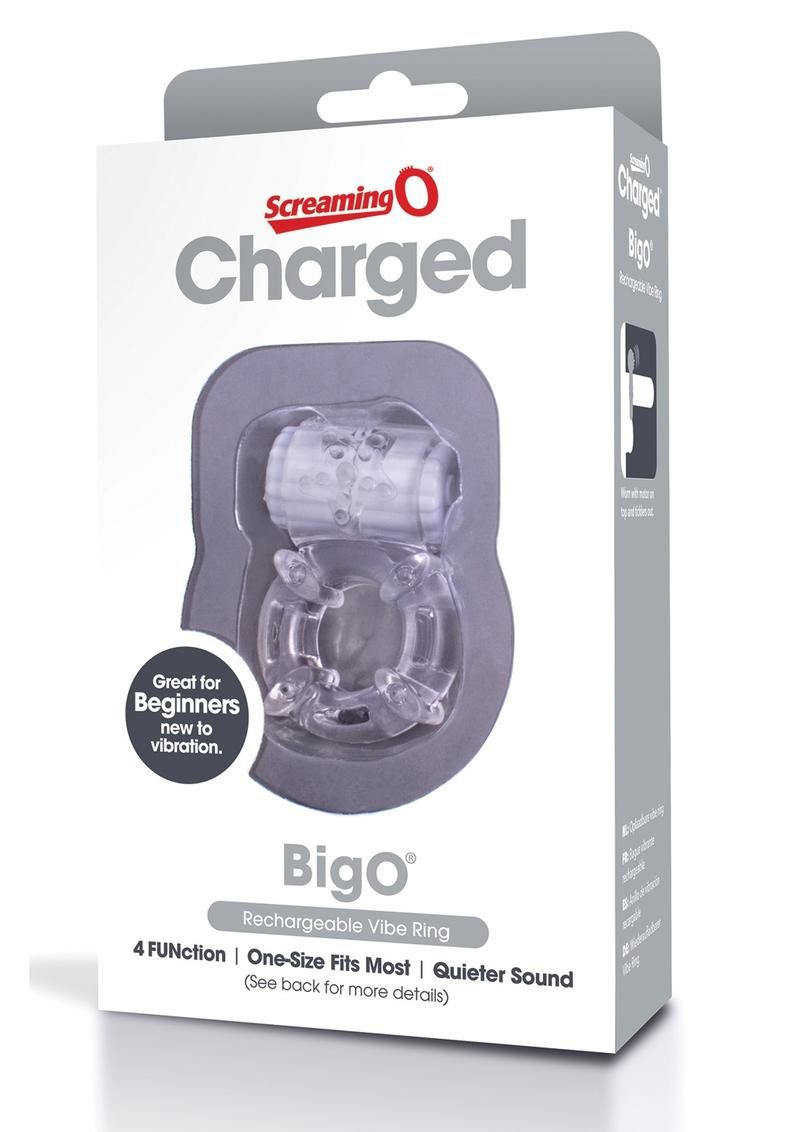 SCREAMING O CHARGED BIG O RECHARGEABLE VIBRATING COCK RING CLEAR