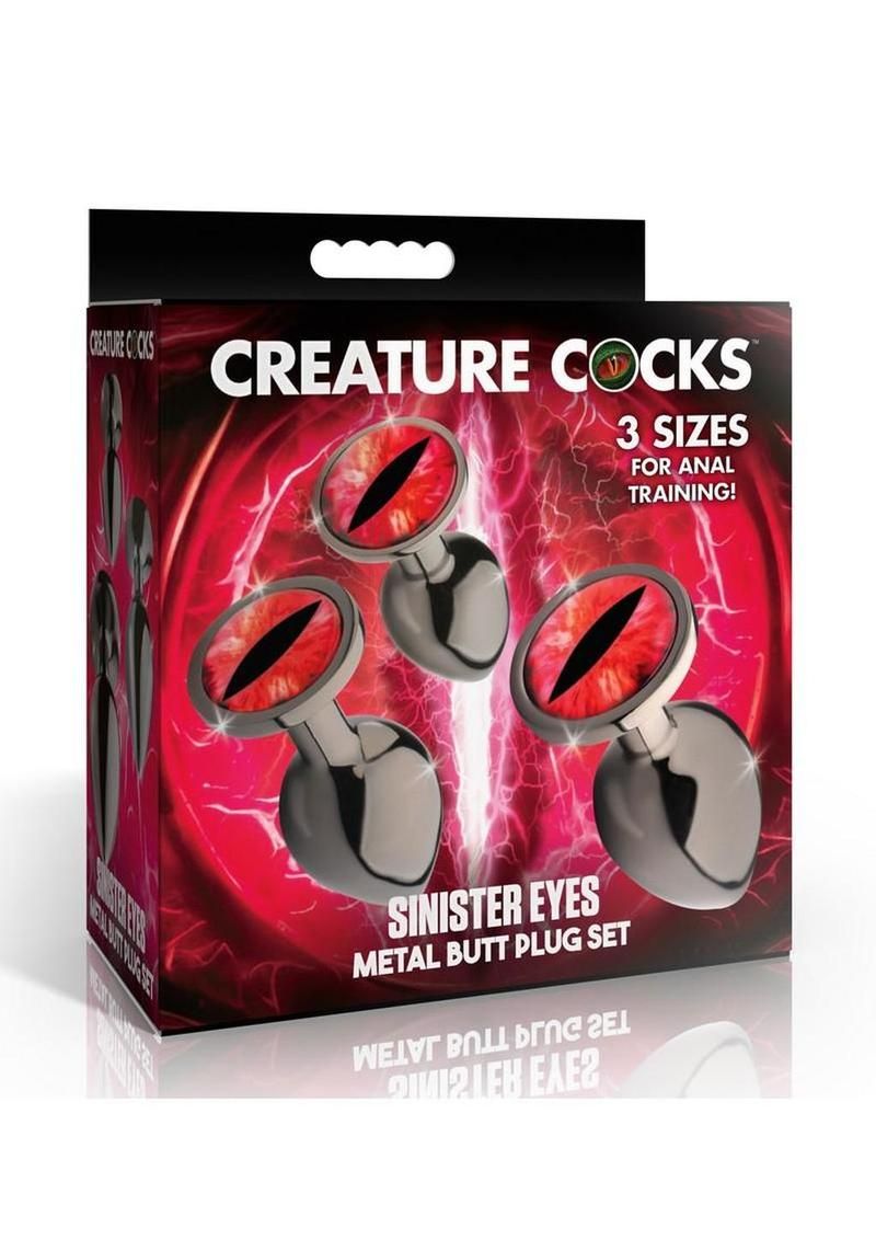 CREATURE COCKS RED EYE METAL BUTT PLUG SET