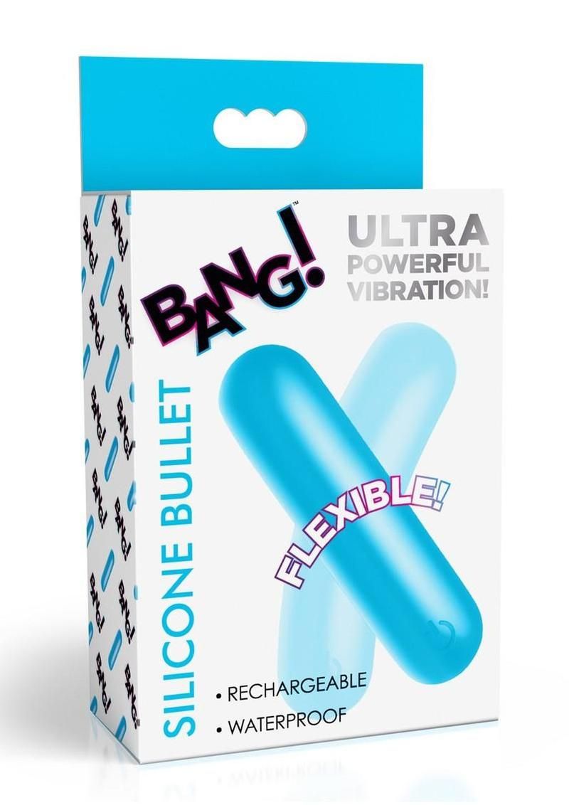 BANG! FLEXIBLE RECHARGEABLE SILICONE BULLET, Color: BLUE